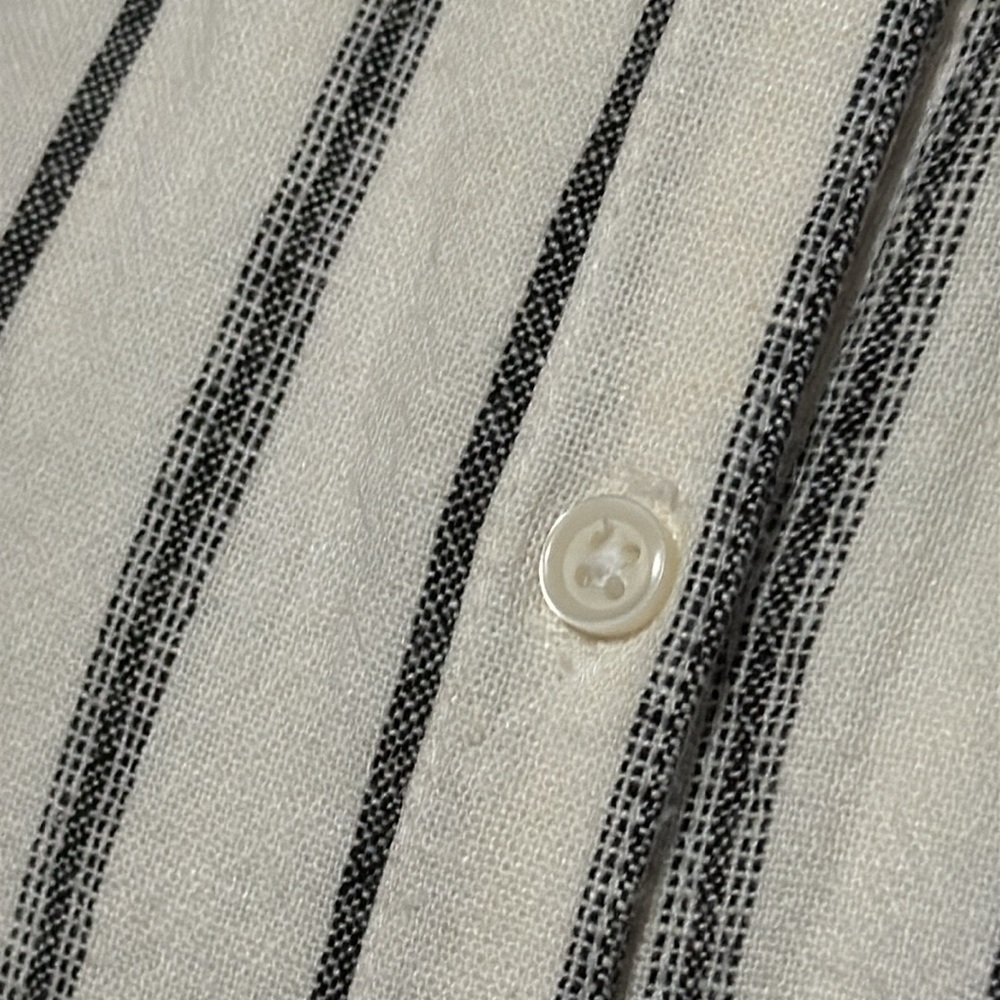 Old Navy-Sz L-Linen Button Front Dress-White & Black Stripes- - Picture 7 of 16